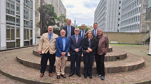 The ASHRAE-UNEP liaison working group met to plan the 2024-2026 work plan. Front row from left: Dr. Ahmed Alaa, Tim Wentz, Dennis Knight, Ginger Scoggins, Steve Comstock. Back row: Jim Curlin, Amr Abdel Hai, Mark Owen. 
